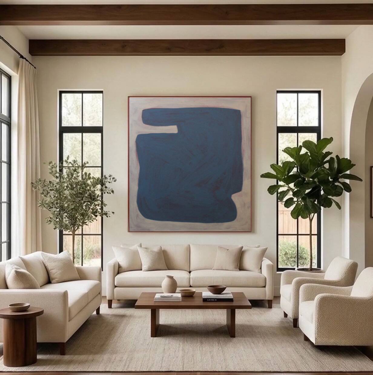 Organic blue-grey canvas 100x80cm