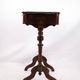 Antique sewing/side table with built-in storage - hand polished mahogany - turned legs - year 1890s