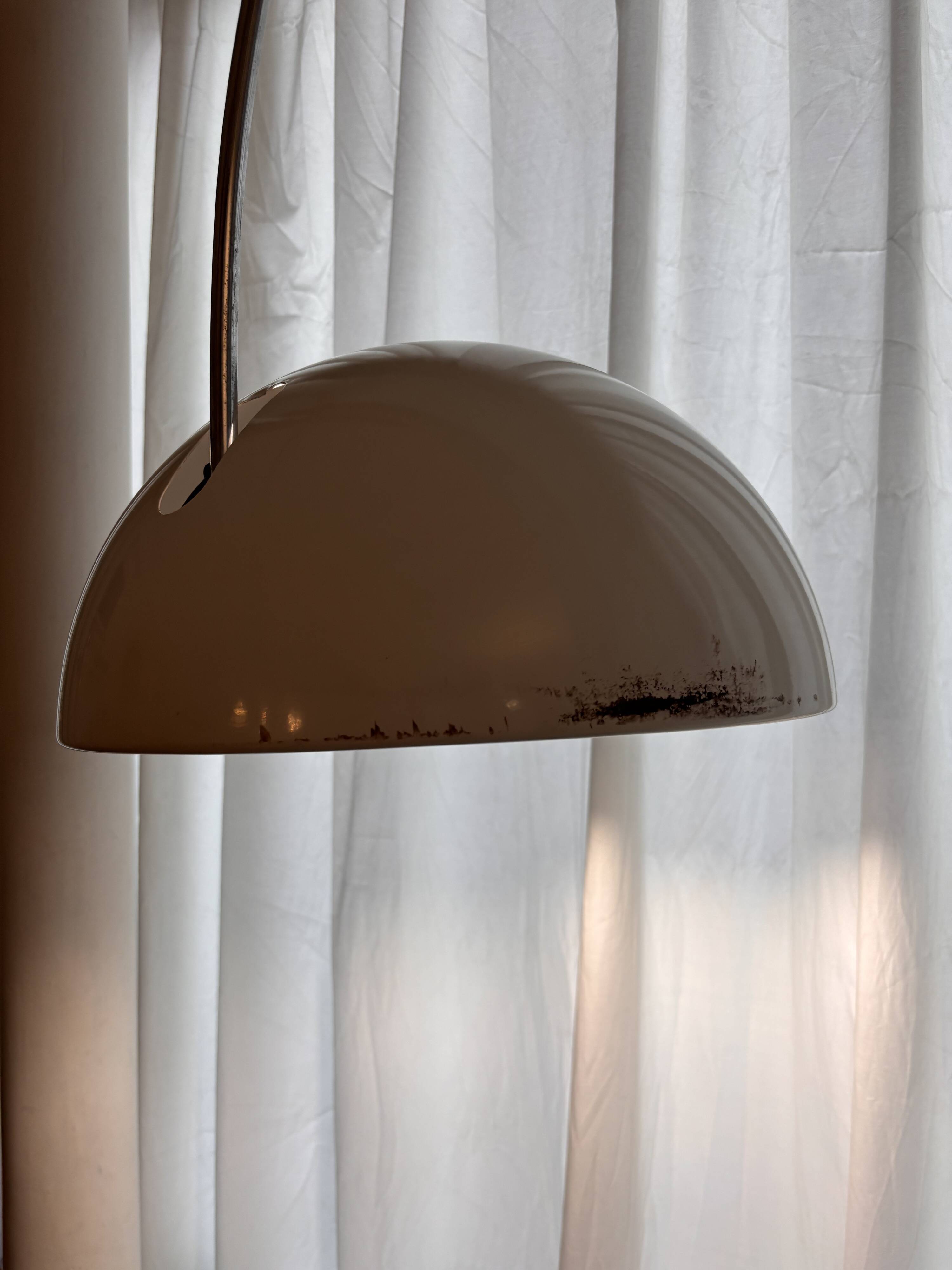 Arco Cut Floor Lamp Joe Colombo for Oluce White Chrome Vintage Design
