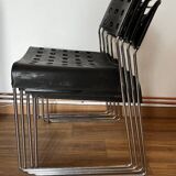 Set of 4 Black Omstak Chairs by Rodney Kinsman for Bieffeplast