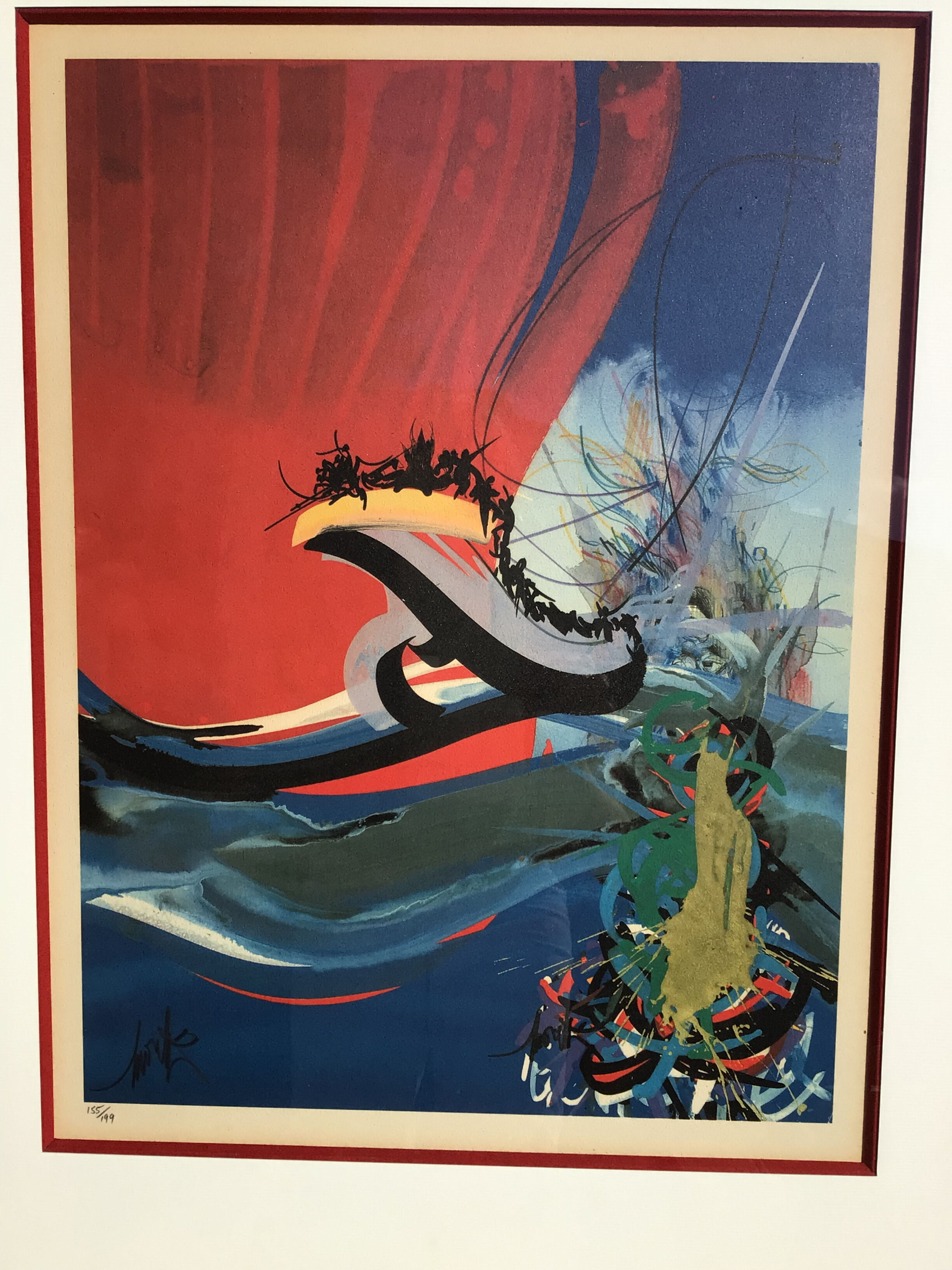 Lithograph Georges Mathieu signed and numbered framed