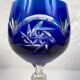 Bohemia. Series of six cut crystal wine glasses from the Rhine in blue.