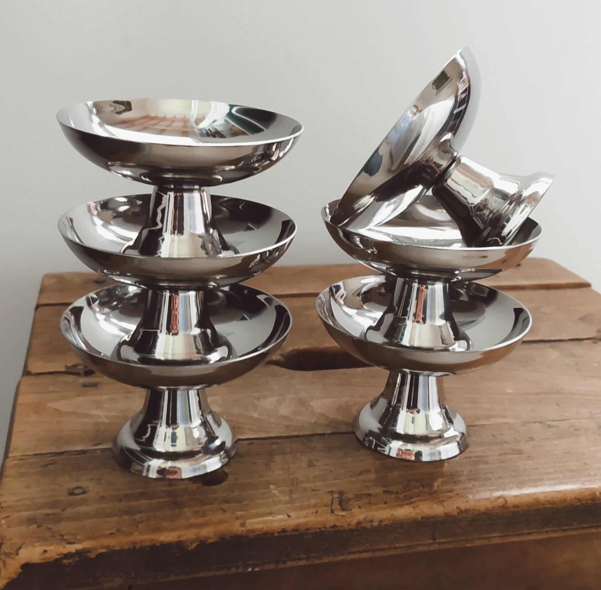 Lot de 6 coupes à glace, desserts vintage 
