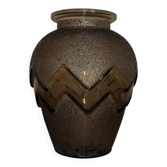 Daum vase, cross of Lorraine, Nancy, geometric art deco, 1930s