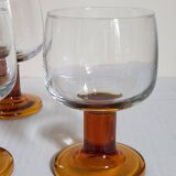 Six amber stemmed glasses from the 70s