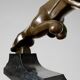 Large Art Deco bronze patinated Jaguar sculpture on an architectural base.