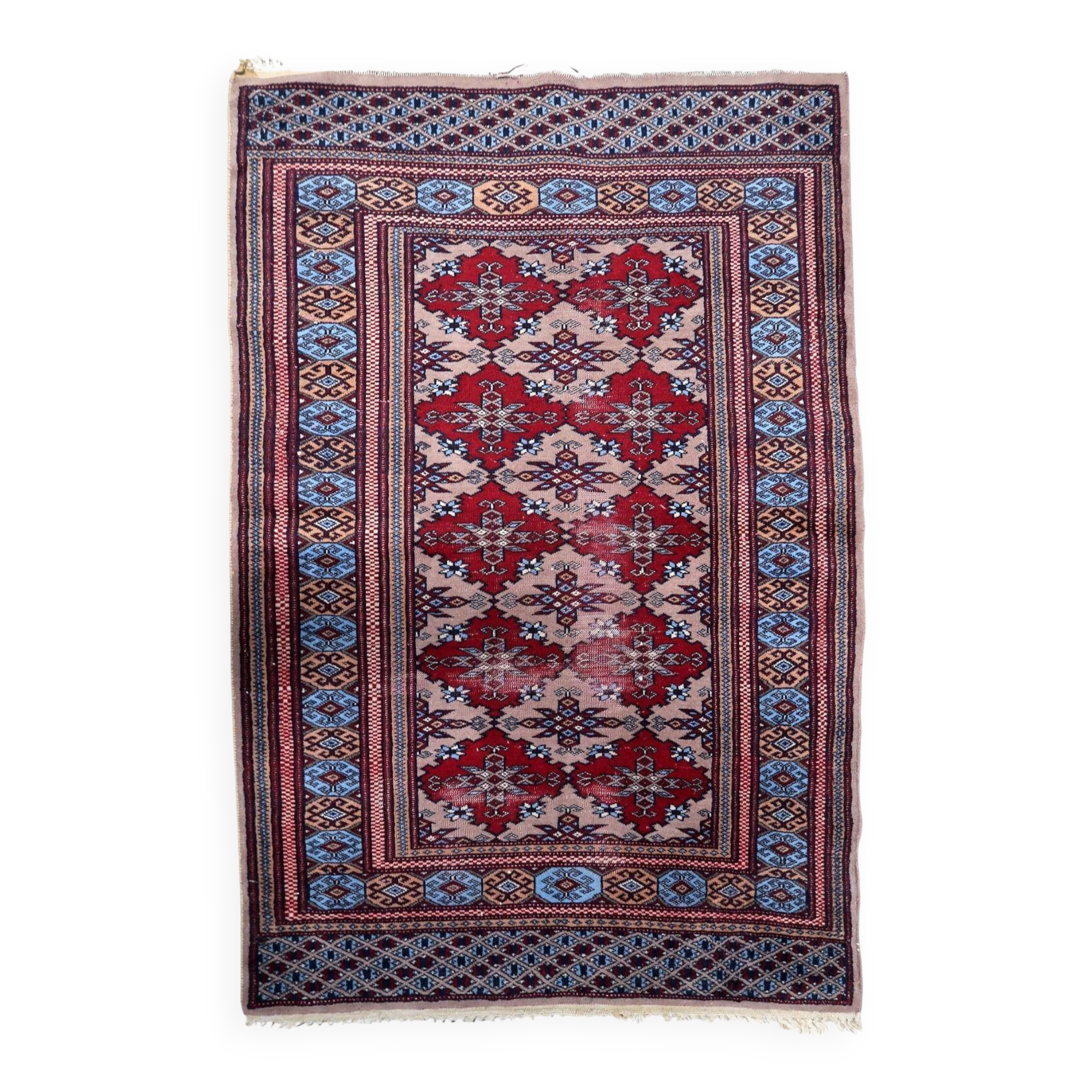 Antique Uzbek Bukhara handmade rug 94cm x 125cm (1920s)