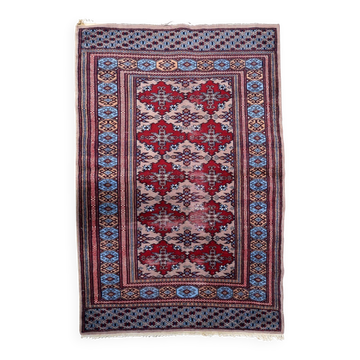 Tapis ancien ouzbek Bukhara fait main 94 cm x 125 cm (années 1920)
