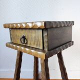Vintage brutalist bedside table 1950 end of sofa