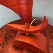 Vintage mid-century modern Danish sculptural teak table lamp