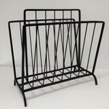 Modernist magazine holder black iron 60s