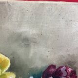 Oil on canvas bouquet - saint-hilaire-des-loges robert gougnard xxth