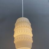 White glass Brutalis pendant lamp 1960s