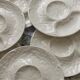 6 vintage Gien white slip earthenware artichoke plates