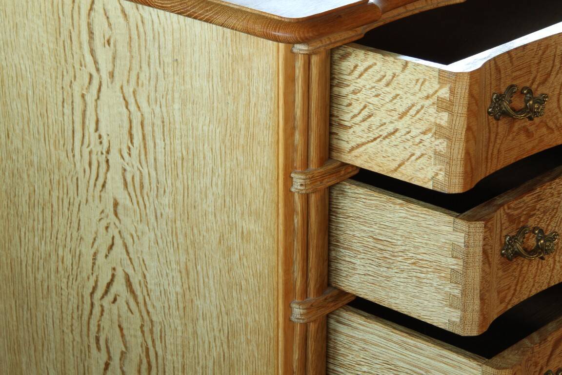 Vintage Mid-century Baroque Style Danish High Boy Brutalist Dresser 1960s