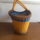 Rattan and scoubidou basket