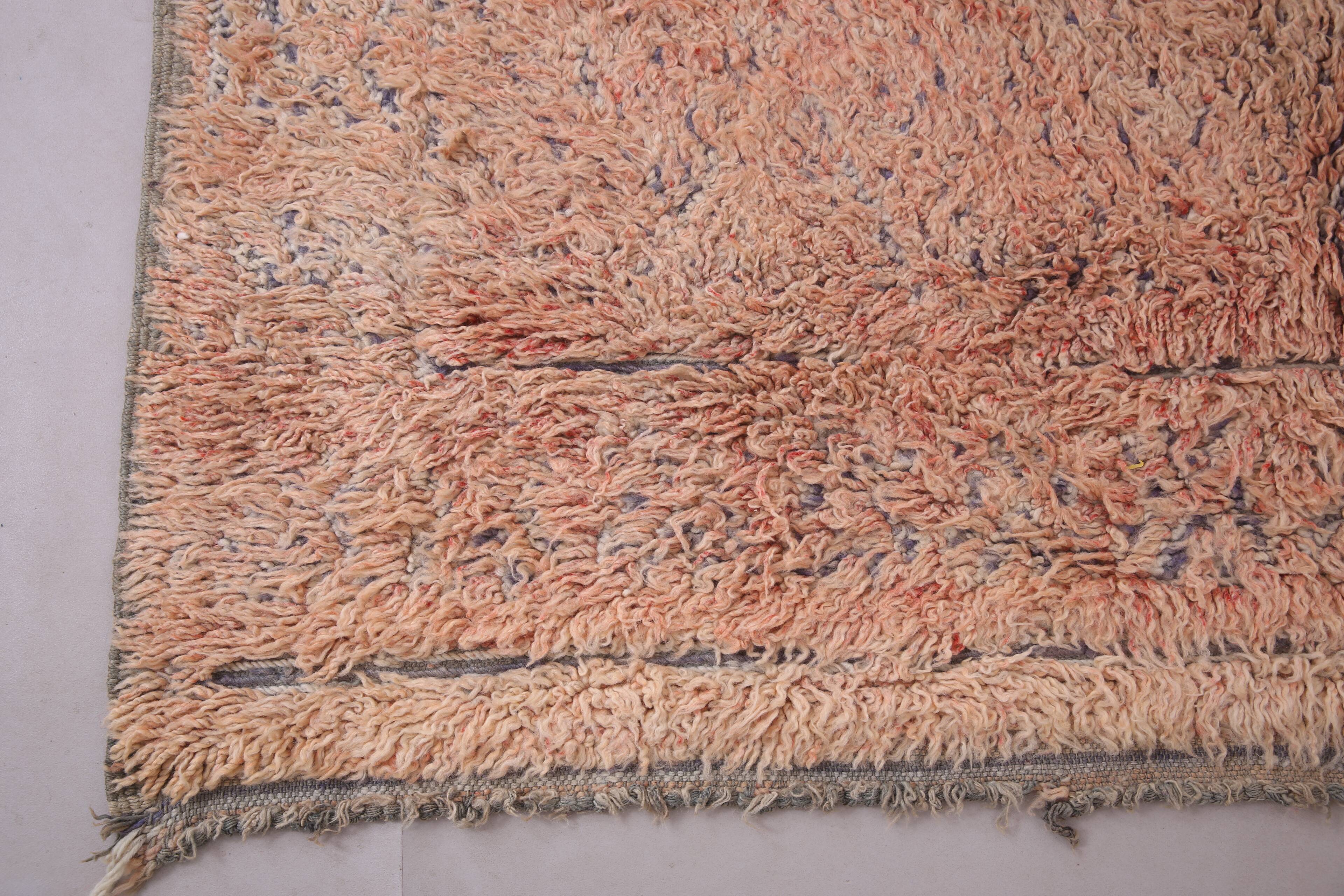 Peach Vintage Moroccan Rug 203 x 331 cm, Berber Shag Rug, Handmade Boho Rug