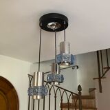 Suspension cascade 3 tubes steel and glass 1970