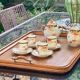 Old serving tray - oak and bronze