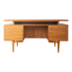 1960s walnut veneer desk with drawers and cabinet