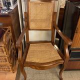 Louis philippe style barber chair in beech with cane seat and backrest