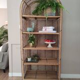 Emmanuelle style bookcase shelf in vintage rattan