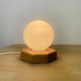 Opaline globe pine lamp from the 60s