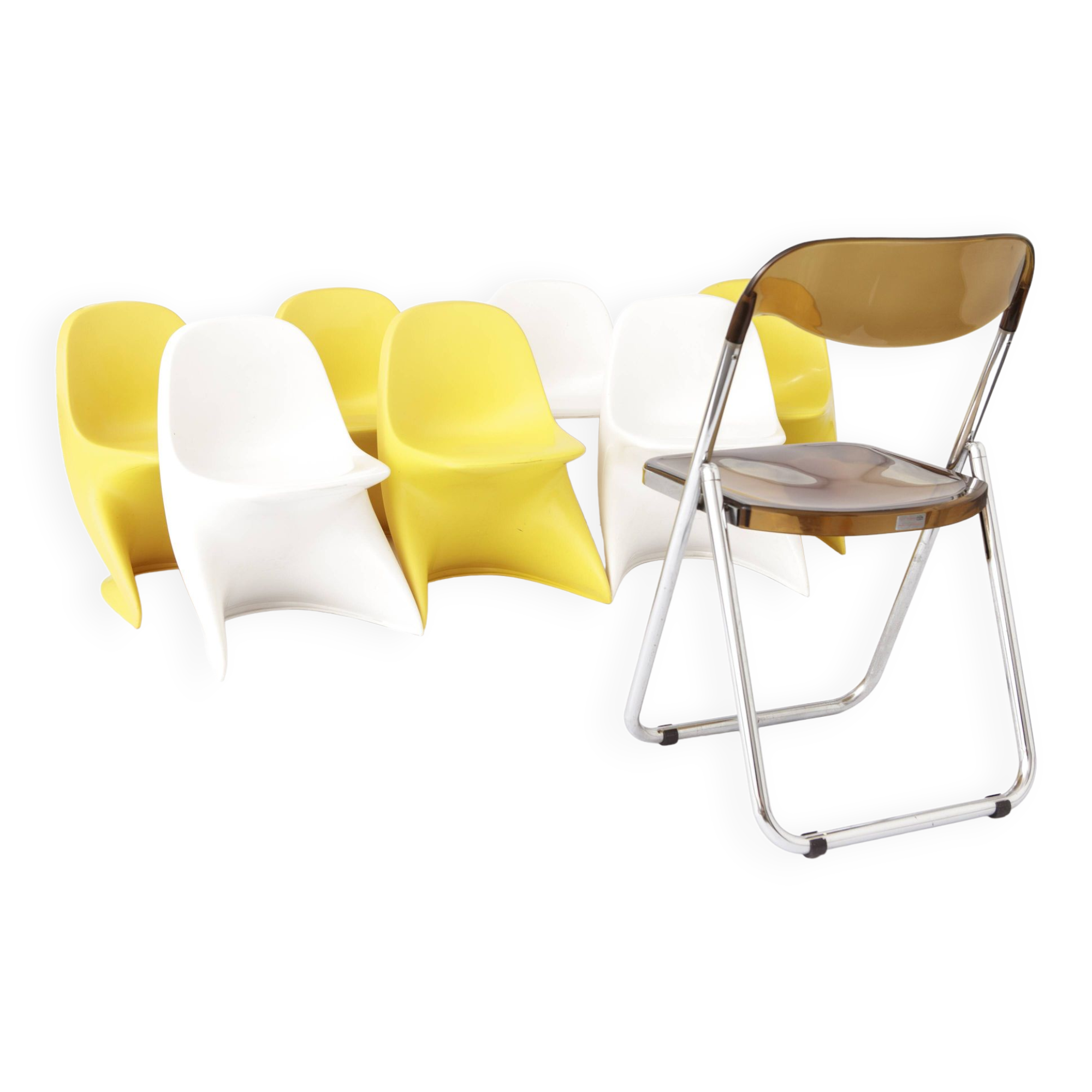 7 children's chairs cassalino by alexander begge, 1970s for manufacturer casala, germany