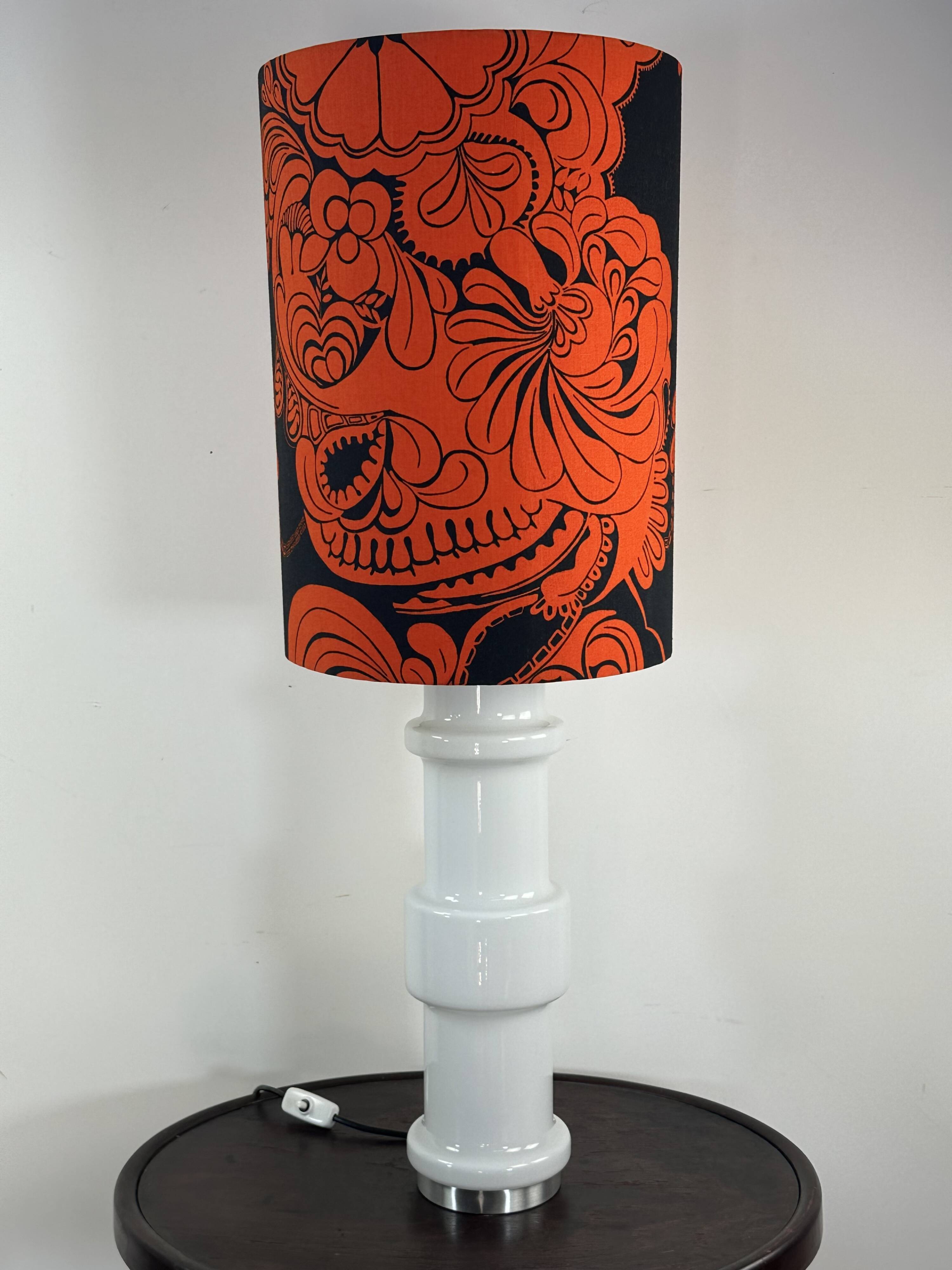 Vintage Murano glass lamp in opaline white, Doria, Italy, 1970.