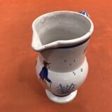 Old pitcher with Breton decoration, Quimper earthenware, HB Quimper