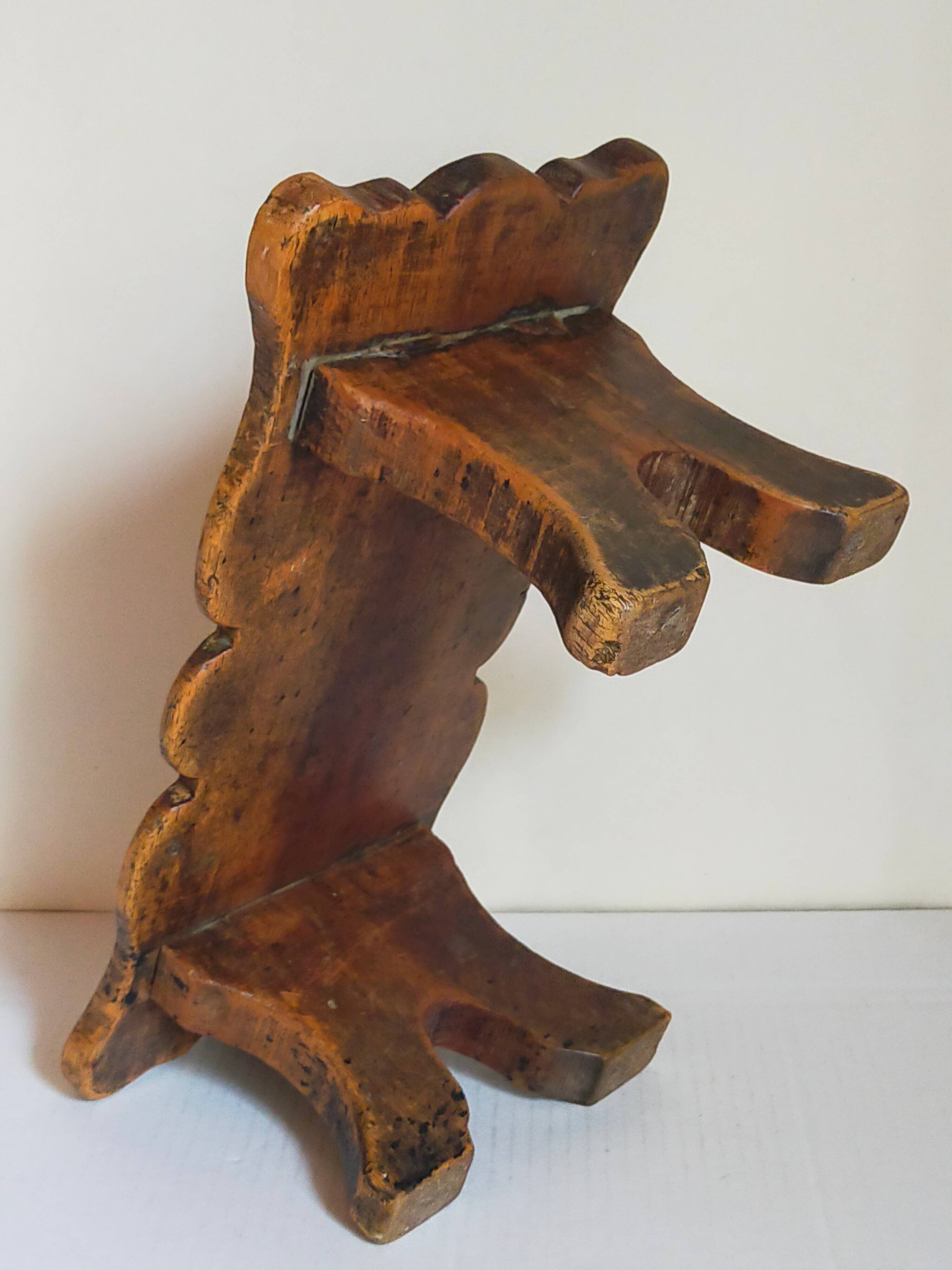 Old footstool in solid wood 19th century