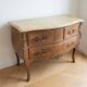 Louis XV style commode in marquetry – Marble top – Bronze fittings