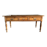 Louis Philippe style table / desk with 3 drawers in solid cherry wood and turned base