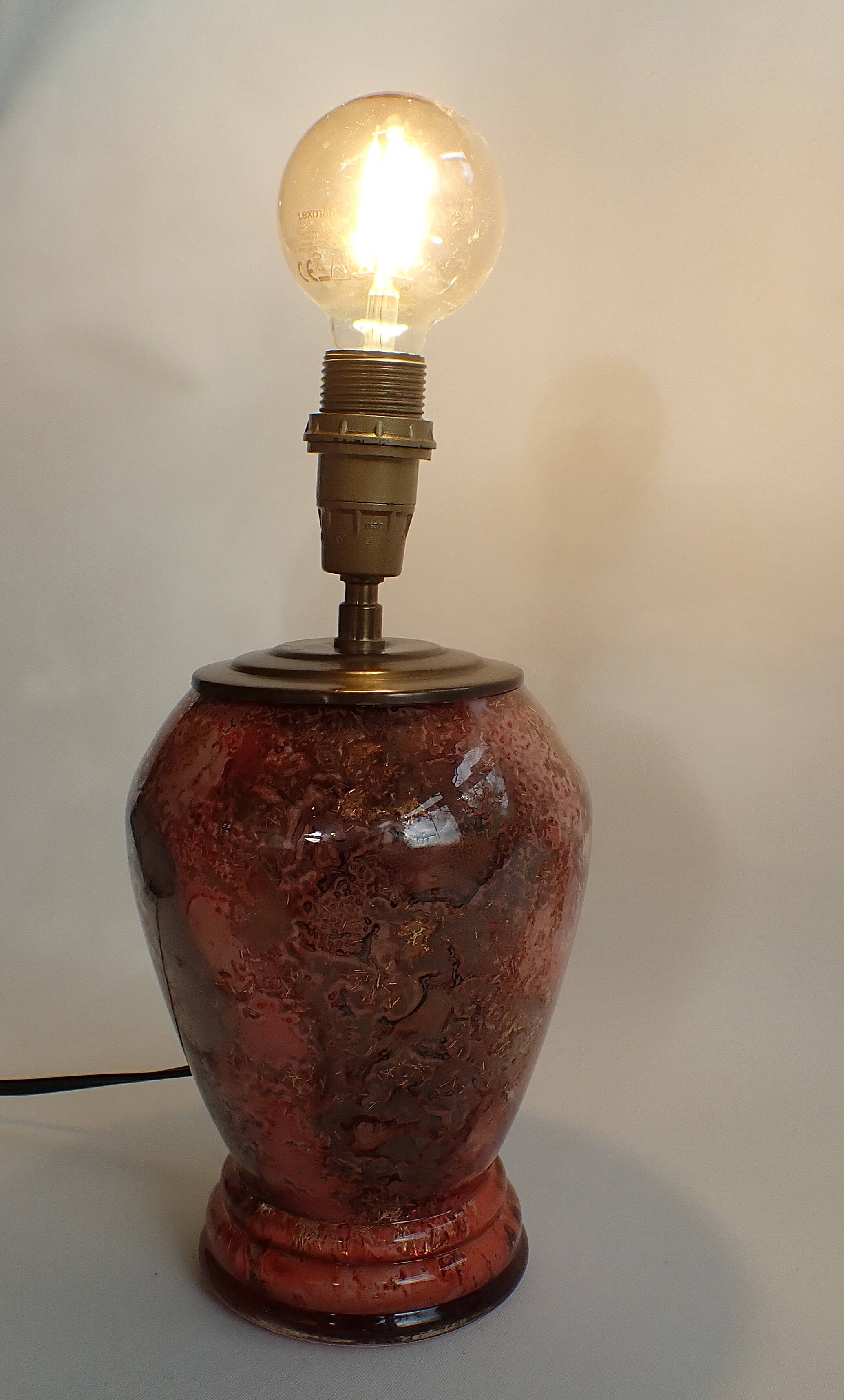 Lacquered glass lamp base - Unique handmade piece - Laque Line 1970/80