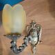 Wall lamp lampshade glass paste flower support brass Dp 0222f056 old art