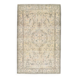 6x10 Large Cream & Black Oriental Vintage Rug, 192x307Cm