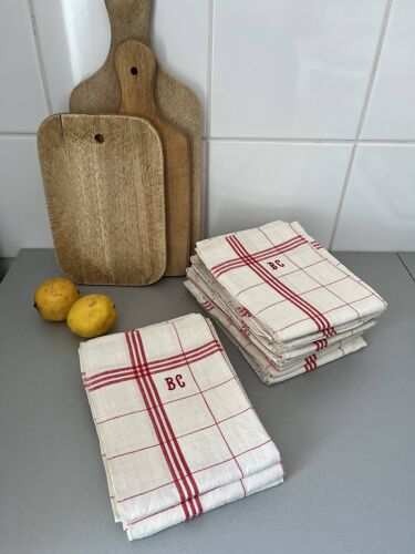 Old embroidered tea towels
