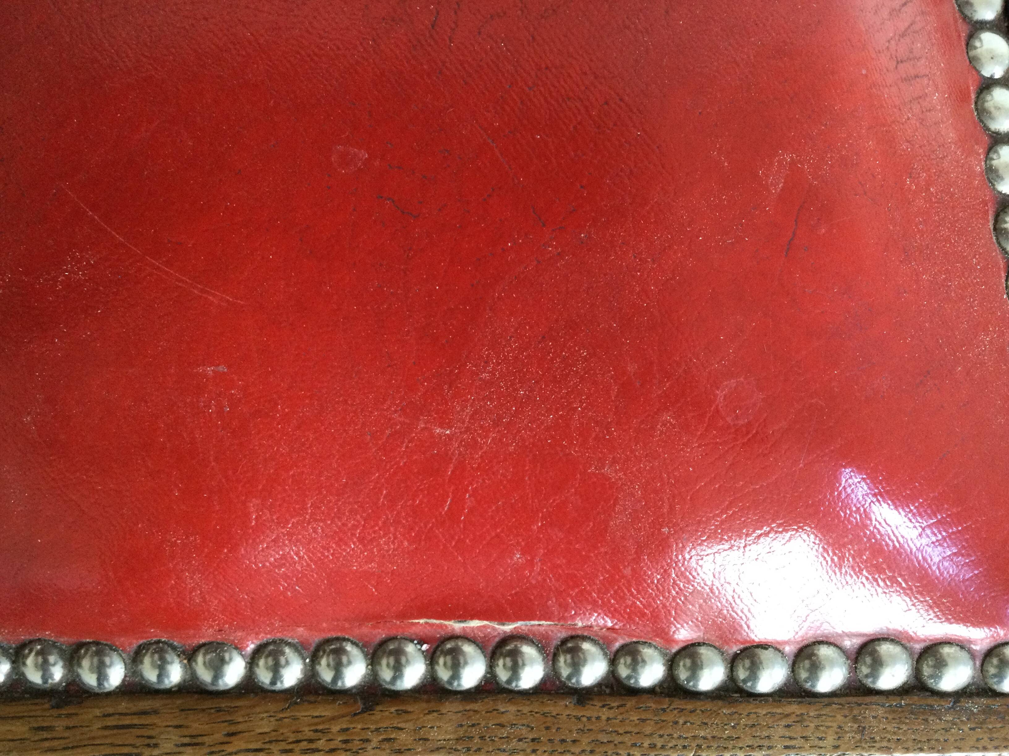 Set of 2 vintage red wooden chairs