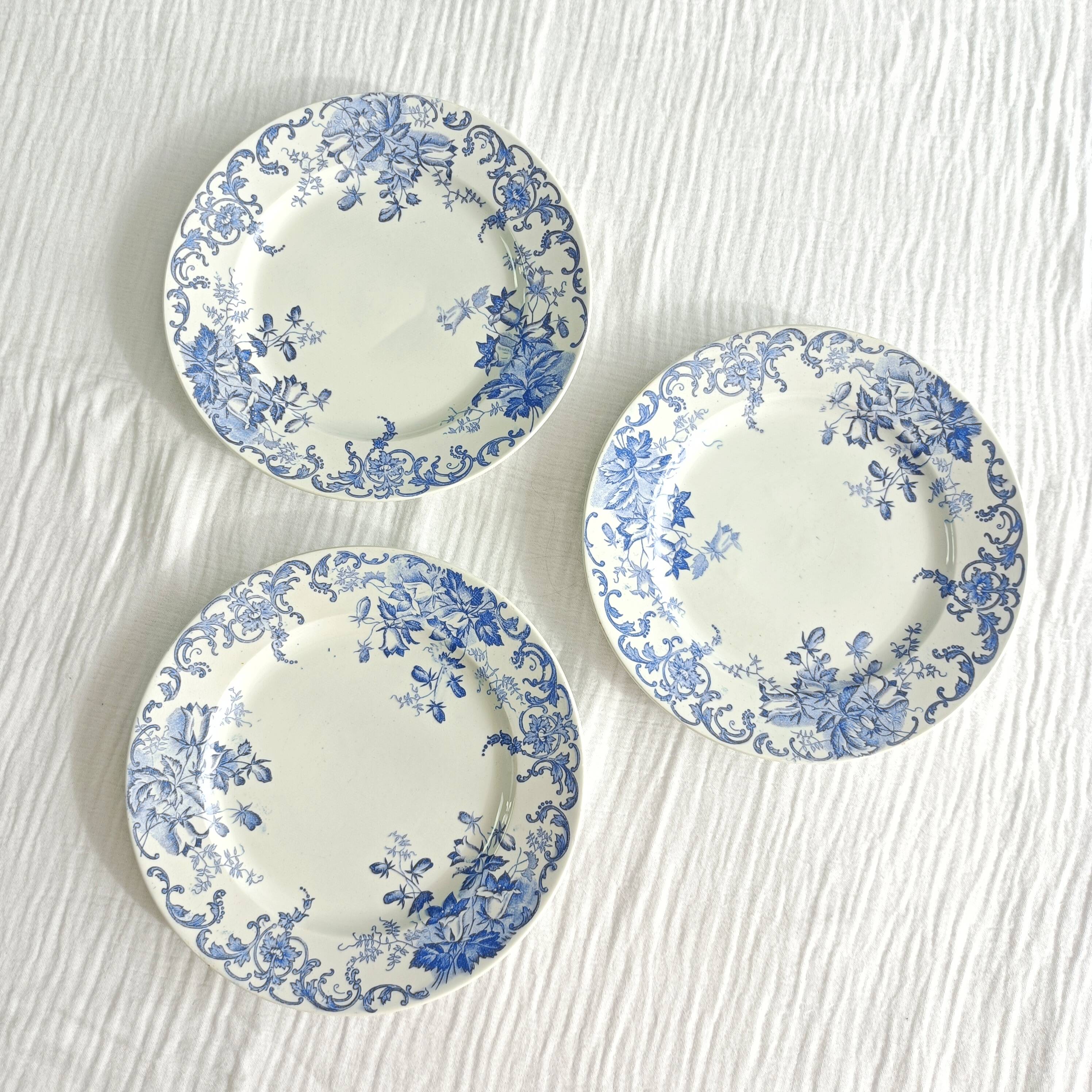 Set of 3 iron earth flat plates Saint Amand et Hamage, Bellflower