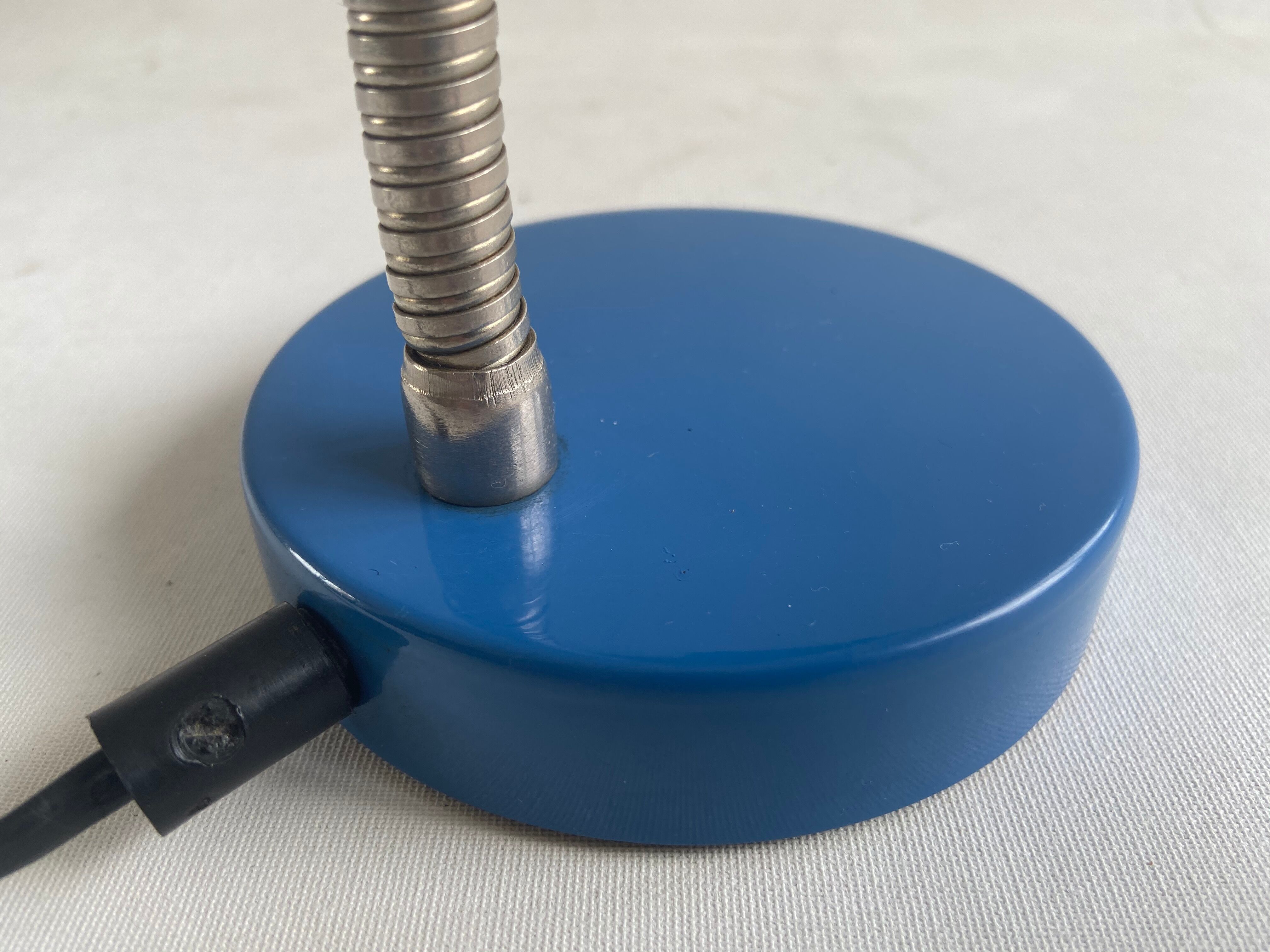 Blue industrial table lamp