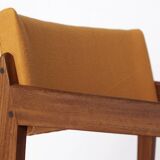 Vintage Thonet Armchair, 1970s–1980s, Teak Wood Frame, Peach Fabric Upholst