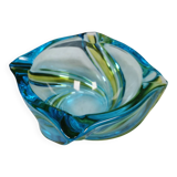 Beautiful ashtray in multicoloured glass. We guess Italy, 1980s.