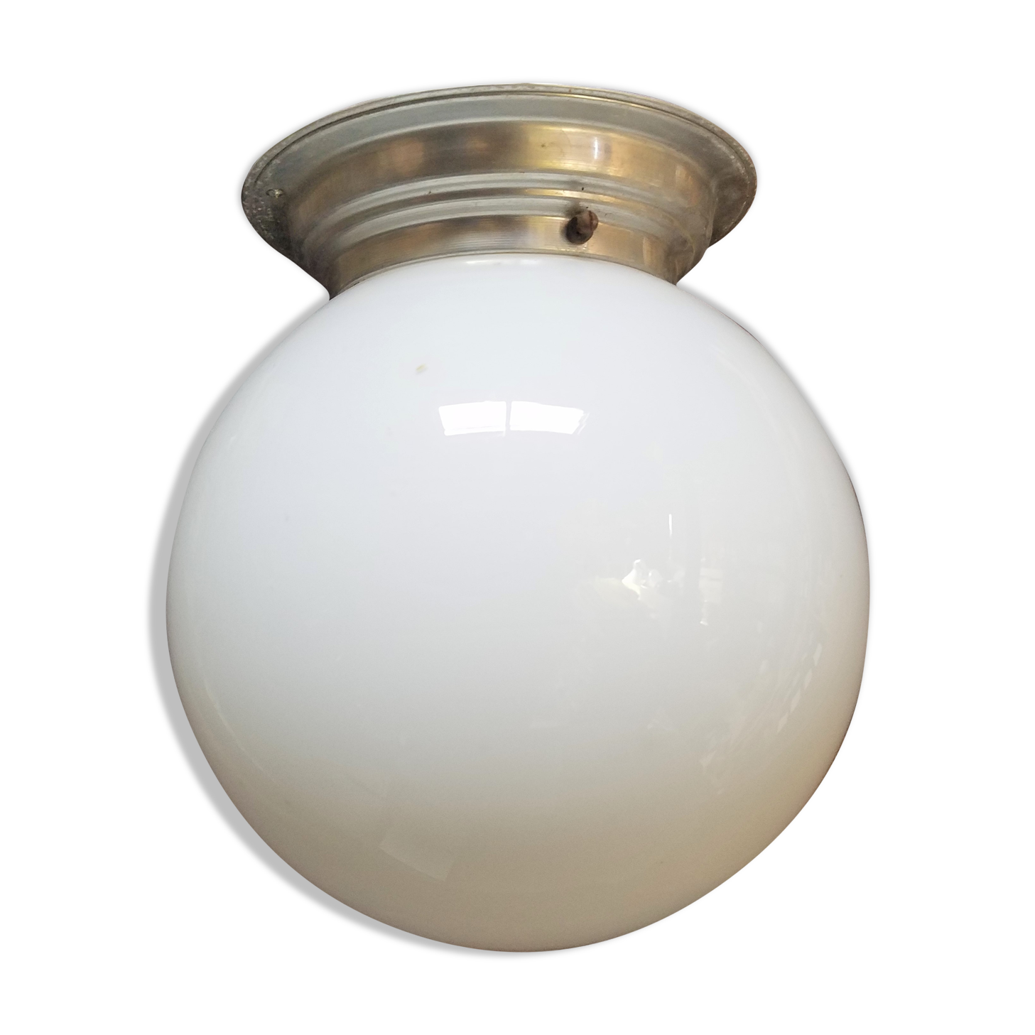 Opaline ball and aluminum ceiling light