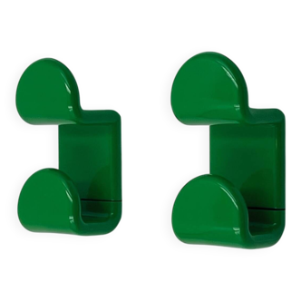 Patères vintage années 70 d'Ambrogio Rossari pour Gedy, vertes, neuves d'époque.