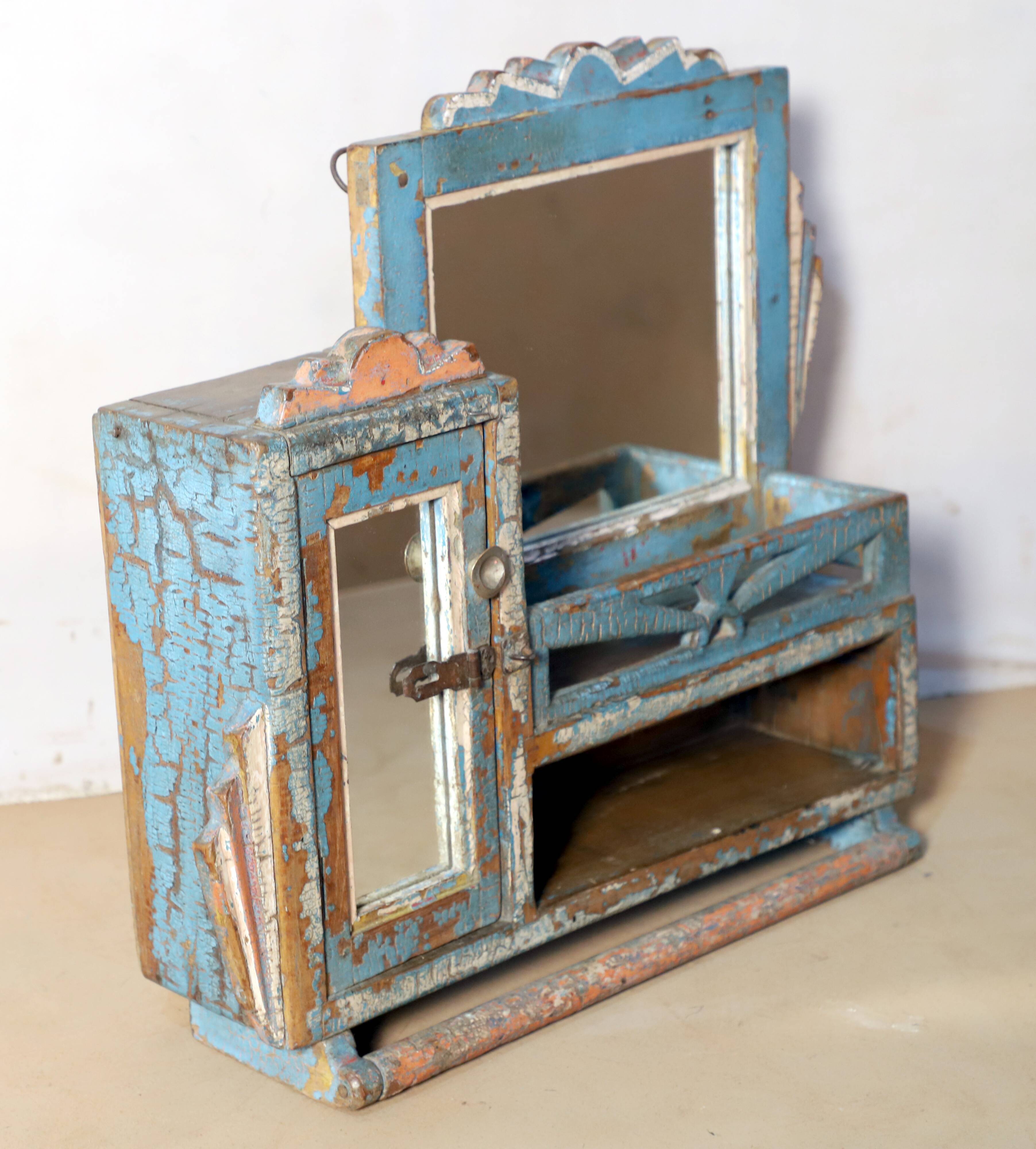 Medicine cabinet - Art Deco mirror in Burmese teak