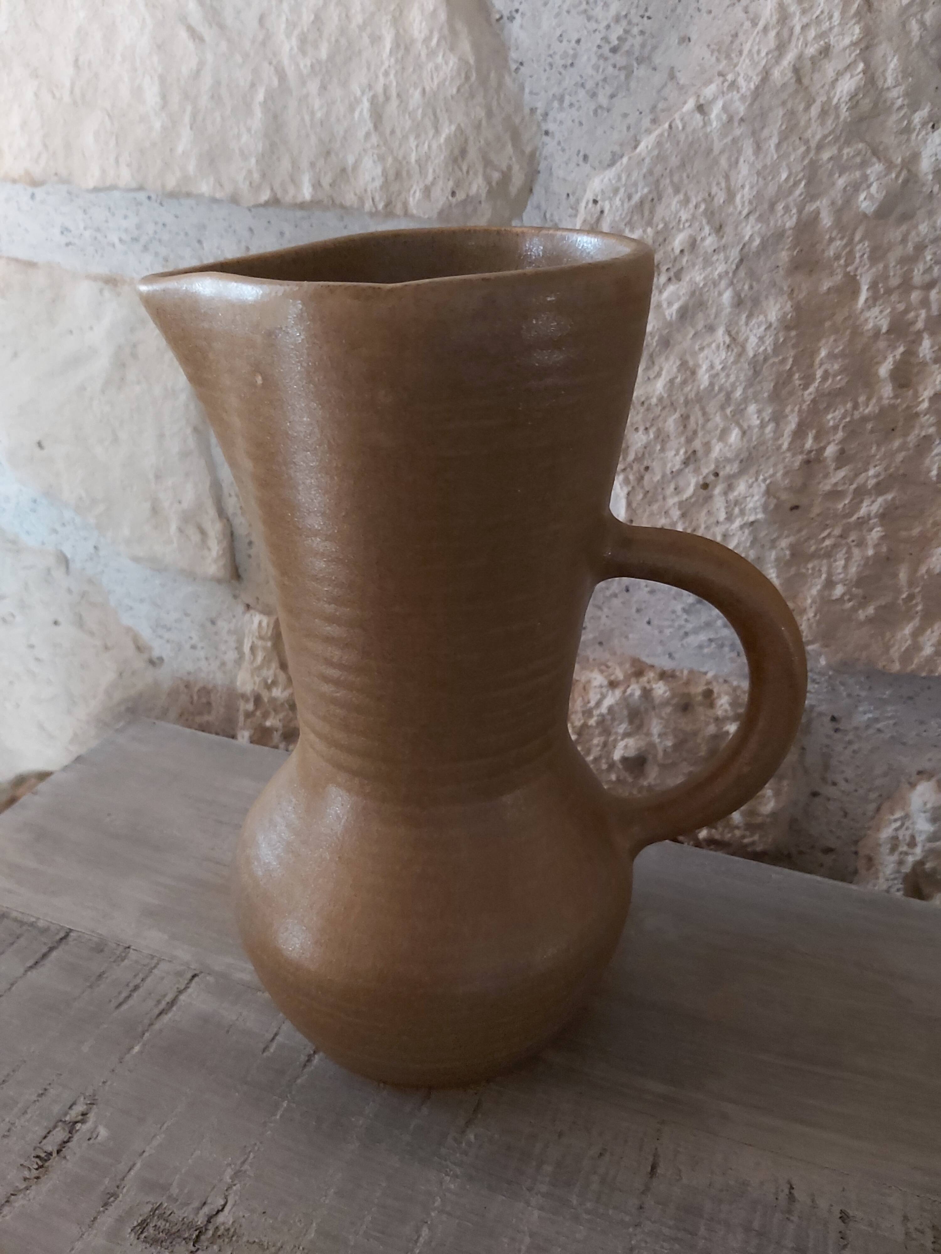 Set of 7 glasses and their Grespot Digoin stoneware decanter