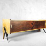 Swedish Rosewood and Burl Birch Low Sideboard, 1960s