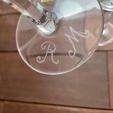 6 engraved crystal stemmed glasses