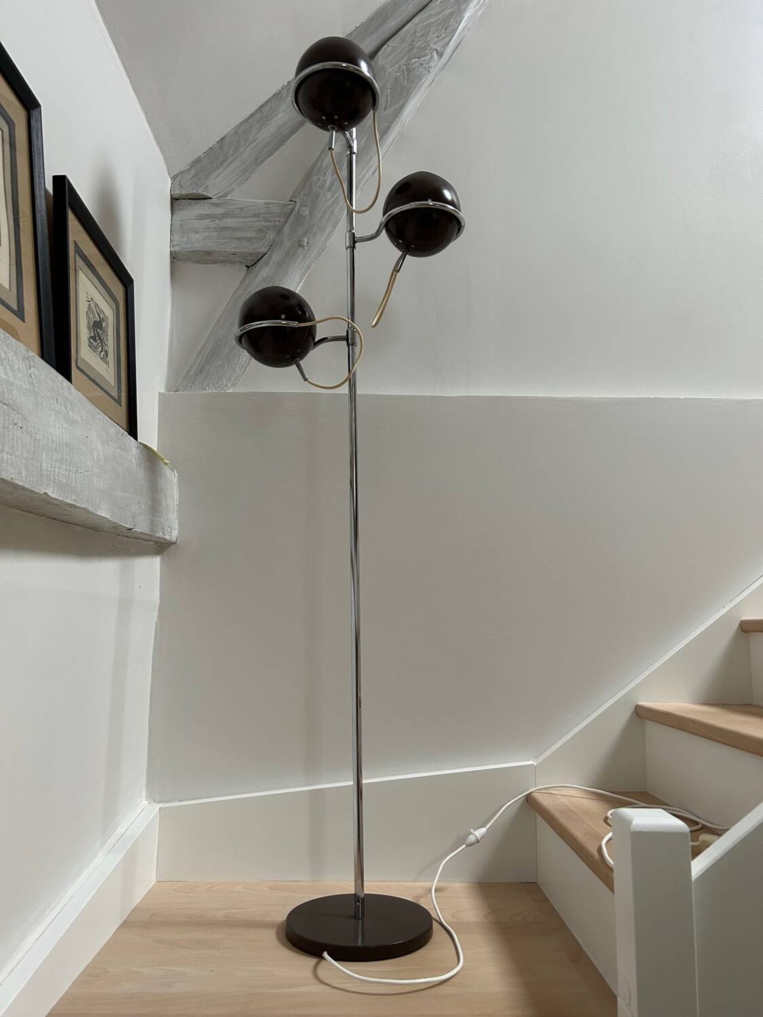 Chrome floor lamp Monix 3 vintage balls 1970