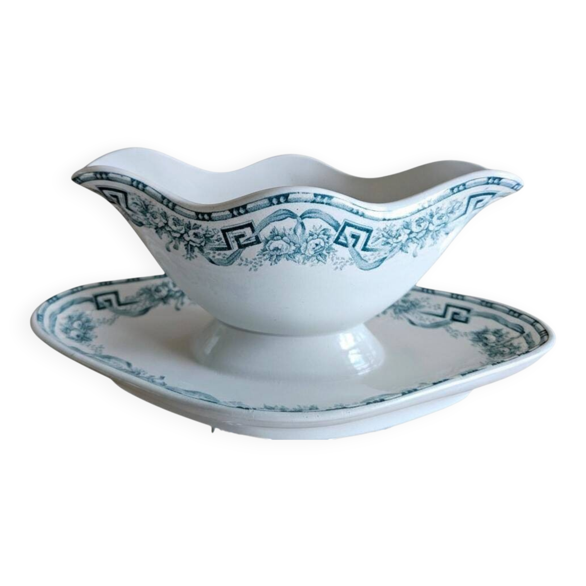 Saucière ancienne en faïence de Saint-Amand (Nord)